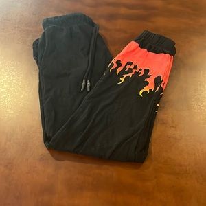Black sweatpants with flames